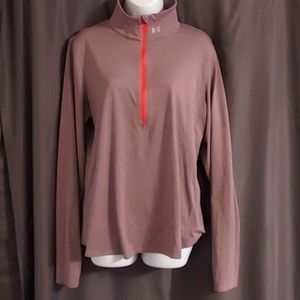 Under Armour Women's Top in Mauve with Red Zipper